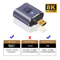 1 x RAW Customer Returns cablecc Micro HDMI Male to HDMI 2.1 Female UHD Extension Gold Converter Adapter Support 8K 60Hz HDTV - RRP €20.4