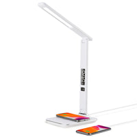 1 x RAW Customer Returns WILIT U13AQ Desk Lamp LED Dimmable 5W Wireless Charging Station and 10W USB Charging Function, Modern Table Lamp with Clock, Calendar, Alarm Clock, Thermometer, 15 Lighting Modes, White - RRP €44.99