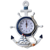 1 x RAW Customer Returns Wakauto Maritime Wooden Anchor Wall Clock with Star Vintage Rustic Nautical Sea Wall Art Ornament Steering Wheel Quartz Clock for Kids Living Room Bedroom Wall Hanger Decoration - RRP €18.31