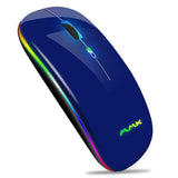 1 x RAW Customer Returns Wireless Slim Mouse 2.4G Portable Optical USB Wireless Mice, Rechargeable LED Dual Mode Bluetooth 5.0 and 2.4G Wireless for Laptop, PC, iOS, Android, Windows Blue  - RRP €11.99