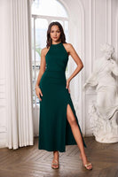 1 x RAW Customer Returns GRACE KARIN Women s Evening Dress Long Sexy Ball Gown Side Slit Halter Neck Dress Maxi Dress for Wedding Cocktail Party Prom Dark Green S - RRP €51.41