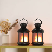 1 x Brand New JHY DESIGN Set of 2 Plastic Hanging Lantern Lantern Style Battery Operated Table Lamps with 3D Flickering 20.5cm High Lantern Light for Living Room Balcony Bedside Table Indoor Garden Side Dining Outdoor - RRP €35.99