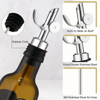 1 x Brand New Sxdluzi 6 Pieces Weighted Stainless Steel Liquor Bottle Pourers Automatic Flip Olive Dispenser Balsamic Spirit Pourer Silver  - RRP €19.2