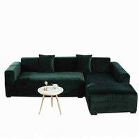 1 x RAW Customer Returns DH-Link Stretch Sofa Cover Velvet Plush Sofa Slipcover Anti-Slip Couch Cover 1 Piece Slipcover Sectional Sofa Protector Cover, Dark Green 2 Seater 127 160 cm  - RRP €34.99