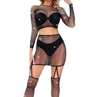 1 x Brand New HOTSO Fishnet Body Stocking Set, Hollowed Out Mesh Outfit Women s Seamless Catsuit Open Body Lingerie Night Dress for Girlfriend Spouse Lover Valentine s Day Party Black  - RRP €27.6