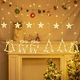 1 x Brand New Fairy lights star curtain, star light curtain, fairy lights stars for windows, light curtain lights, LED fairy lights, for Christmas, birthday, party, wedding, decoration - RRP €11.84