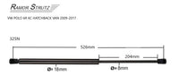 1 x RAW Customer Returns Ramor Strutz Two Tailgate Gas Springs Compatible with VW Polo Mk5 6R-6C 2009-2017. Spare Parts Trunk Pistons. Trunk struts. - RRP €29.99