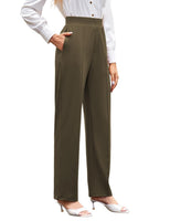 1 x Brand New SEBOWEL Wide Trousers Women Casual Trousers Elastic Waist Long Trousers Elegant Business Trousers with Pockets Green XL - RRP €27.6