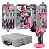 1 x RAW Customer Returns Hi-Spec 58 pc. tool case pink with 8V USB cordless screwdriver for women. Tool case filled for household DIY repairs and maintenance. Tools for women  - RRP €62.99