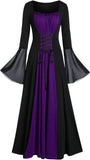 1 x RAW Customer Returns LATH.PIN Women s Medieval Renaissance Dress Vintage Gothic Dress with Lacing Corset and Flared Sleeves Halloween Dresses A-line Style Swing Gothic Dress, Black Purple, XXL - RRP €28.98