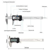 1 x RAW Customer Returns Digital caliper, Qfun stainless steel caliper measuring tools, 150 mm, splash-proof, dustproof, digital caliper with LCD display for household and industrial measurement - RRP €23.99