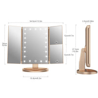 1 x RAW Customer Returns WEILY makeup mirror with 2X 3X magnification and 21 LED lights, dual power supply touchscreen switch golden  - RRP €48.2