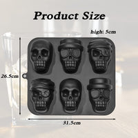 1 x Brand New Skull silicone ice cube mold, 1 Pcs Ice Cube Tray Halloween silicone mold, 6 ice cubes skull, skull chocolate mold for baking, silicone ice cube mold skull for whiskey, cocktail black  - RRP €10.29