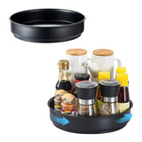 1 x RAW Customer Returns Pack of 2 rotating spice racks, 360 rotating plate organizer metal 19.5 25 cm , Lazy Susan rotating plate, spice rack rotating plate for cabinet table, kitchen, dining room, coffee table and kitchen cabinet black  - RRP €22.88