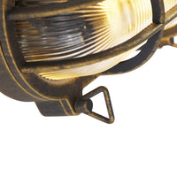 1 x RAW Customer Returns Qazqa - Industrial I Vintage I Outdoor wall and outdoor ceiling light I Ceiling lamp I Lamp I Light gold I Brass I Brass oval IP44 - Noutica I Outdoor lighting - Aluminum Oval - LED suitable E27 - RRP €27.18