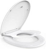 1 x RAW Customer Returns WC seat family, MUJIUSHI 2 in 1 family toilet seat with magnetic child seat, automatic lowering and quick-release function, oval O-shaped family toilet lid for adults and children - RRP €39.99