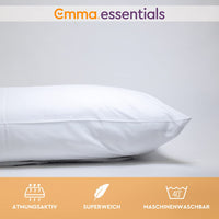 8 x Brand New Emma Essentials Microfiber Pillowcase 65x65 cm, White, Set of 2 Pillowcases with Zipper - RRP €87.92