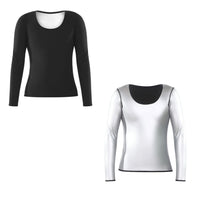 1 x RAW Customer Returns Long Sleeve Sauna Suit Slimming T-Shirt Round Neck Warm Thermal Summer Sweating T-Shirt Women Ladies Girls Black M - RRP €24.0