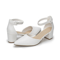 1 x RAW Customer Returns Daman, pumps with strap, comfortable pumps with heels, white, 39 EU - RRP €58.8