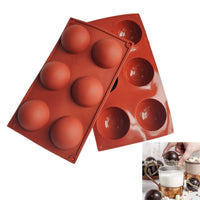 1 x RAW Customer Returns pieces silicone mold ball, 6 holes silicone mold round 6.6 cm, half sphere baking mold, silicone mold half sphere for chocolate, cake, jelly, dome mouse - RRP €12.1