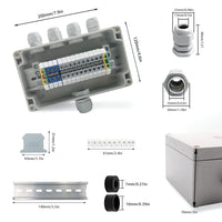 1 x RAW Customer Returns WACH AUF Junction Box Waterproof IP66, Feed-through Terminal UK 2.5 Terminal Kit, DIN Rail Connection Block Kit with Distribution Box Surface Mounted 1 In 4 Out for DIY Projects, Automation Projects - RRP €26.21