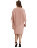 1 x RAW Customer Returns Hanna Nikole Plus Size Cape Chiffon Dress Slim Fit Prom Dress for Wedding Guests Dark Pink 54 - RRP €42.85