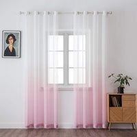 1 x RAW Customer Returns MIULEE Curtains Transparent Curtains Gradient Voile Sheer Set of 2 Curtains with Eyelets Decorative Window Curtain for Bedroom and Living Room 225 cm x 140 cm H x W White Pink - RRP €27.22