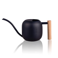 1 x RAW Customer Returns IMEEA 1L wooden handle watering can, black watering can for smaller potted plants, stainless steel watering can with long spout and comfortable wooden handle for houseplants, succulents, Bosai - RRP €29.23