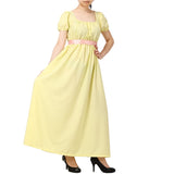 1 x RAW Customer Returns COSDREAMER Women s Medieval Victorian High Waist Dress Retro Regency Dress with Ruffles and Puff Sleeves Yellow XXL - RRP €30.06