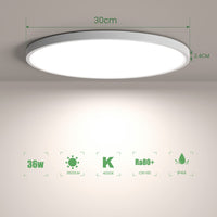 1 x RAW Customer Returns OTREN LED ceiling light flat 36W, 4000K neutral white round bathroom lamp, 3240LM ceiling light panel for bathroom, bedroom, hallway, kitchen, living room, balcony, 30CM, IP44 - RRP €25.99