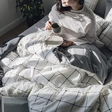 1 x RAW Customer Returns AShanlan Bed Linen 140x200 Black White Checked Pattern Soft Breathable Microfiber Single Bed Duvet Cover Reversible Bedding Set Pillowcase 70x90 cm with Zipper - RRP €27.22