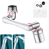 1 x RAW Customer Returns YRAKOZIN 1440 Degree Rotatable Multifunctional Extension Tap, Faucet Attachment with 2 Adjustable Aerators for Kitchen Bathroom, 1080 Faucet Extension with Aerators - Silver All Brass  - RRP €23.99