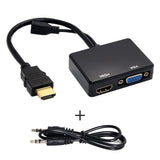 1 x RAW Customer Returns Cablecc HDMI to VGA HDMI Female Splitter with Audio Video Cable Converter Adapter for HDTV PC Monitor - RRP €27.02