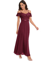 1 x RAW Customer Returns Gardenwed Plus Size Prom Wedding Formal Dress, Plus Size Cold Shoulder Bridesmaid Evening Formal Dress Burgundy 2XL - RRP €63.43