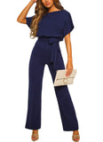 1 x Brand New Happy Sailed Women s Long Sleeve O-Neck Elegant Long Jumpsuit Overall Trouser Suit Playsuit Romper S-XL, blue, X-Large EU48-50  - RRP €50.41