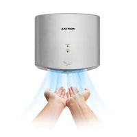 1 x RAW Customer Returns anydry 2630S Compact hand dryer, automatic electric hand dryer for wall mounting, for commercial or private use, hand dryer for toilets. 1400-1650W. Silver  - RRP €115.0