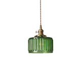 1 x RAW Customer Returns ZTTECH 170mm Green Glass Pendant Light, Brass and Glass Hanging Lamp with On Off Switch Ceiling Light for Bedside Table-B Green  - RRP €74.21