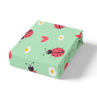 1 x RAW Customer Returns Red Ladybug Bedding 135x200 Cute Cartoon Ladybug Reptile Duvet Cover for Kids Boys Girls Youth White Daisy Flowers Bedding Set Kawaii Love Heart Pattern Green Duvet Cover - RRP €30.02