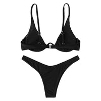 1 x RAW Customer Returns TSWRK Women Split Swimsuit Sexy Bikini Push Up Swimwear High Waist Bikini Two Piece Triangle Top Bandeau Beachwear - RRP €20.08