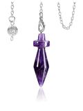 2 x Brand New Jovivi Gemstone Pendulum Esoteric Amethyst Pendant Made of Resin Radiesthesia Meditation Tensor Crystal Pendulum with Chain - RRP €50.4