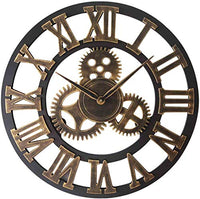 1 x RAW Customer Returns Taodyans Vintage Wall Clock Without Ticking Sounds, Large Roman Numerals 40cm Wall Clock, Wooden Clock Living Room Kitchen Cafe Office Home Decor Gift Gear  - RRP €32.69