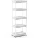 1 x RAW Customer Returns SPACEKEEPER kitchen trolley with 5 levels, rolling trolley niche shelf on wheels, space-saving bathroom shelf and kitchen shelf for kitchen office bathroom, 113 x 40 x 22cm, white - RRP €32.99