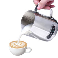 1 x RAW Customer Returns Dailyart 600ml 20oz milk jug 304 stainless steel with thermometer milk jug barista with special latte art spout, barista accessories for beginners, milk foam jug for cappuccino, latt , 11 x 9.3cm - RRP €14.11