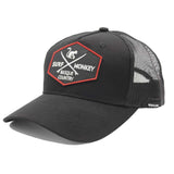 1 x RAW Customer Returns Surf Monkey Trucker Cap Heather - Curved Visor - Adjustable Snapback Cap - Embroidered Patch for Men and Women, Black, 55 - RRP €39.95