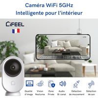 1 x RAW Customer Returns iFEEL Space surveillance camera Wireless WiFi camera 2.4 5 GHz Indoor surveillance camera with app Motion sensor, night vision, two-way audio, Camera with microphone for babies, animals - RRP €34.9