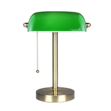 1 x RAW Customer Returns Newrays Traditional Green Glass Bankers Desk Lamp with Pull Chain Switch Plug Fixture - RRP €55.45