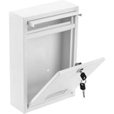 1 x RAW Customer Returns DEAYOU Locking Mailbox, Wall Mounted Drop Box with Key Lock, Weatherproof Secure Post Box, Galvanized Steel Cover, Metal Drop Box with Slot for Envelope, Letter, White - RRP €29.99