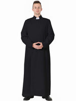 1 x RAW Customer Returns GraduatePro Priest Pastor Cassock Clergy Vestment Single Breasted Pulpit for Church Activities Roman Black - RRP €46.78