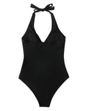 1 x RAW Customer Returns RXRXCOCO Swimsuit Women Tummy Control Push Up Shape Swimwear Halterneck Swimsuit Backless Black Size L - RRP €36.29