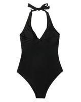 1 x RAW Customer Returns RXRXCOCO Swimsuit Women Tummy Control Push Up Shape Swimwear Halterneck Swimsuit Backless Black Size M - RRP €37.3